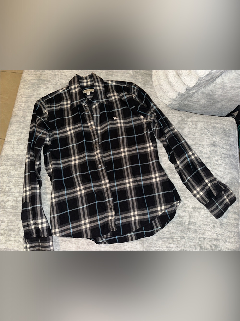Burberry Black Plaid Long-Sleeve Button Shirt